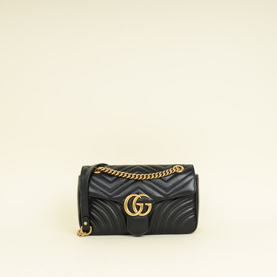 Gucci Black GG Marmont Medium Shoulder Bag