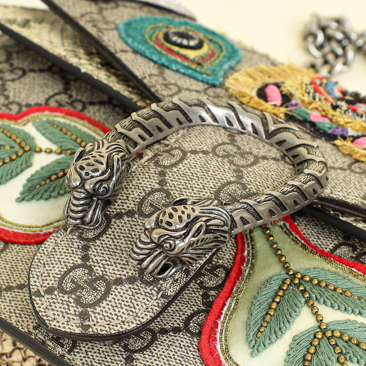 Gucci Multicolor GG Supreme Embroidered Dionysus Small Flap Bag