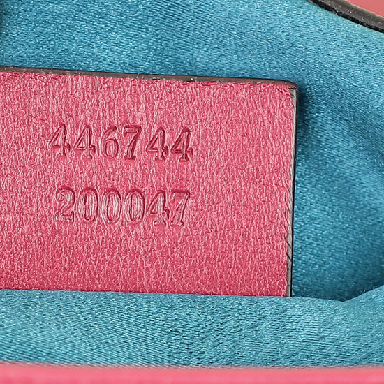 Gucci Dark Pink GG Marmont Velvet Embroidered Shoulder Bag