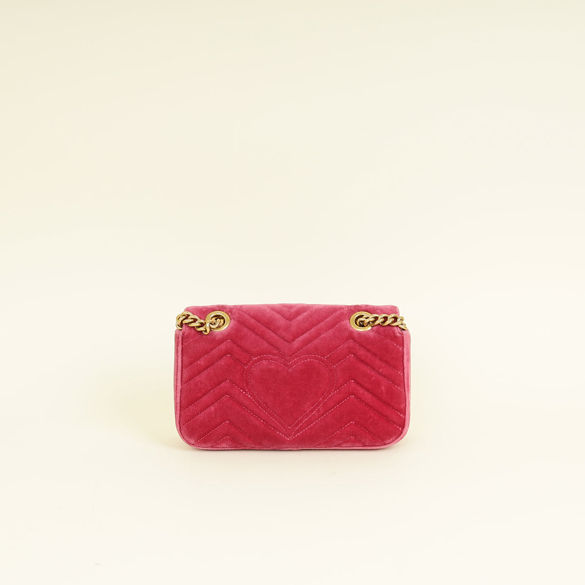 Gucci Dark Pink GG Marmont Velvet Embroidered Shoulder Bag