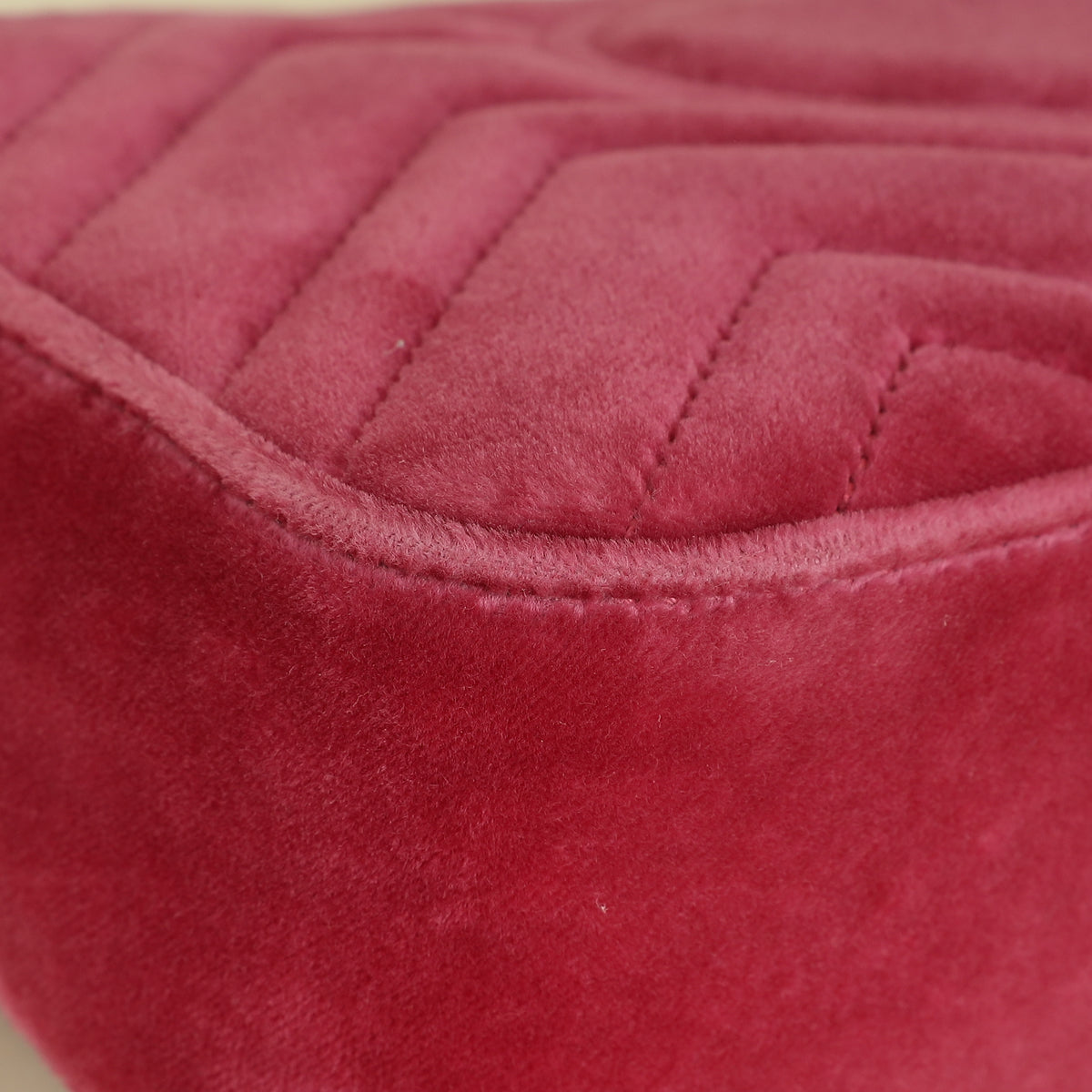Gucci Dark Pink GG Marmont Velvet Embroidered Shoulder Bag