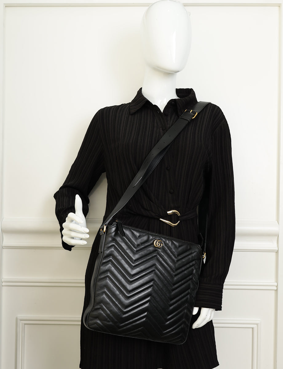 Gucci Black GG Marmont Messenger Bag