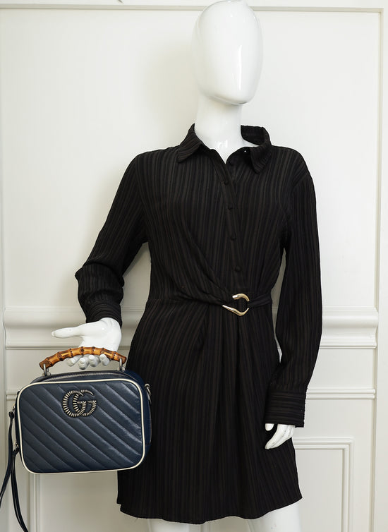 Gucci Blue GG Quilted Marmont Bamboo Top Handle Shoulder Bag