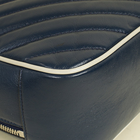 Gucci Blue GG Quilted Marmont Bamboo Top Handle Shoulder Bag