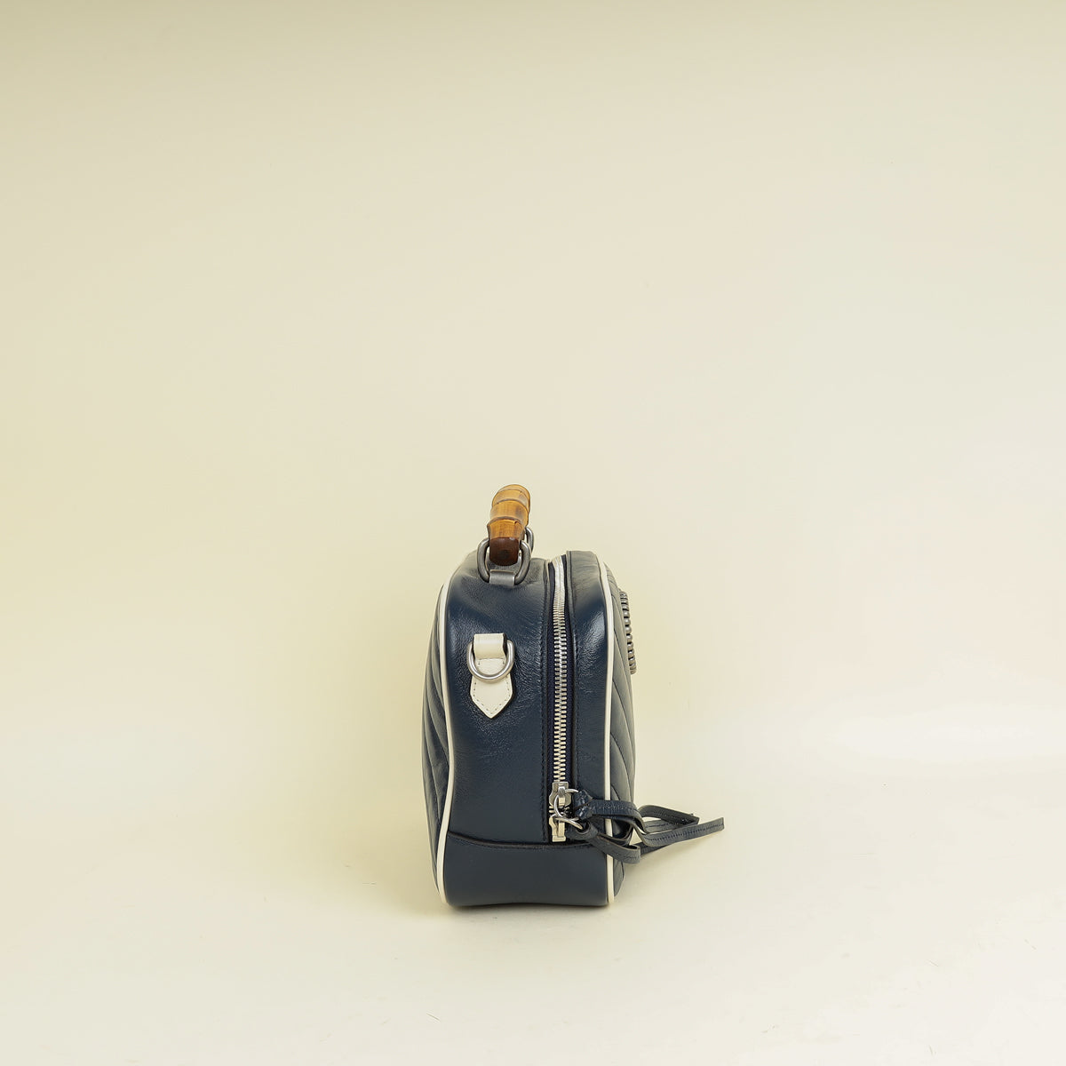 Gucci Blue GG Quilted Marmont Bamboo Top Handle Shoulder Bag