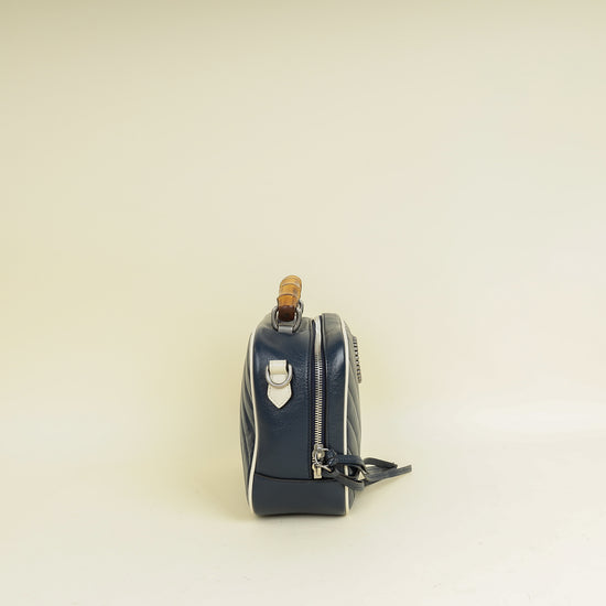 Gucci Blue GG Quilted Marmont Bamboo Top Handle Shoulder Bag
