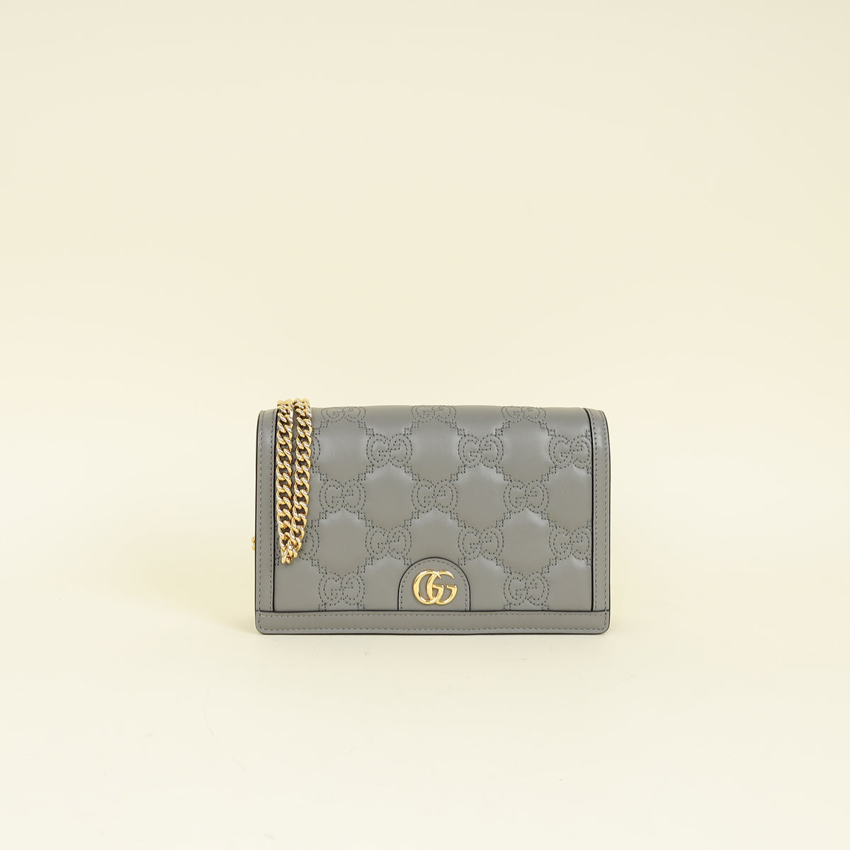 Gucci Grey GG Matelasse Chain Wallet