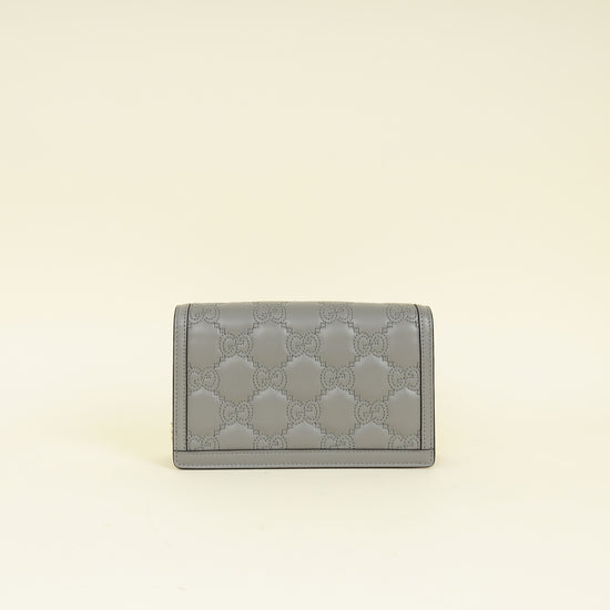 Gucci Grey GG Matelasse Chain Wallet