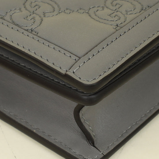 Gucci Grey GG Matelasse Chain Wallet