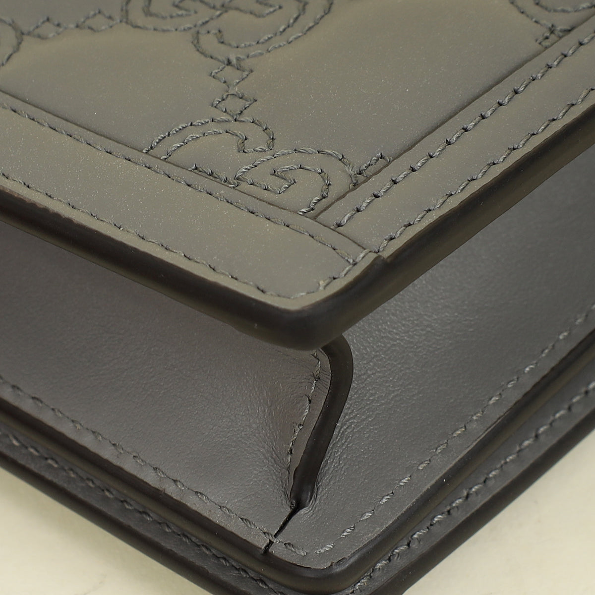 Gucci Grey GG Matelasse Chain Wallet