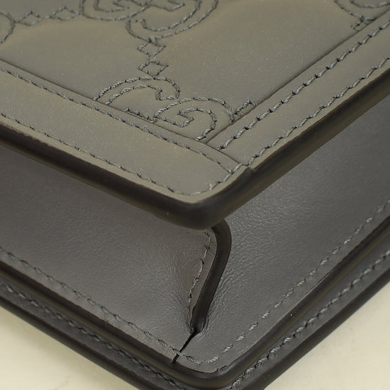 Gucci Grey GG Matelasse Chain Wallet