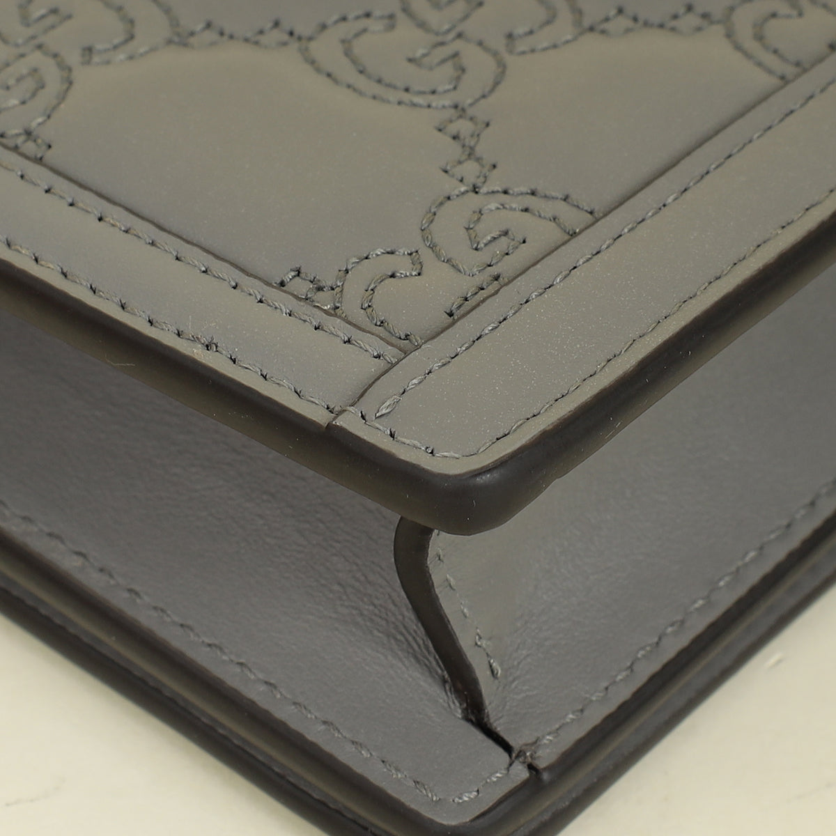 Gucci Grey GG Matelasse Chain Wallet