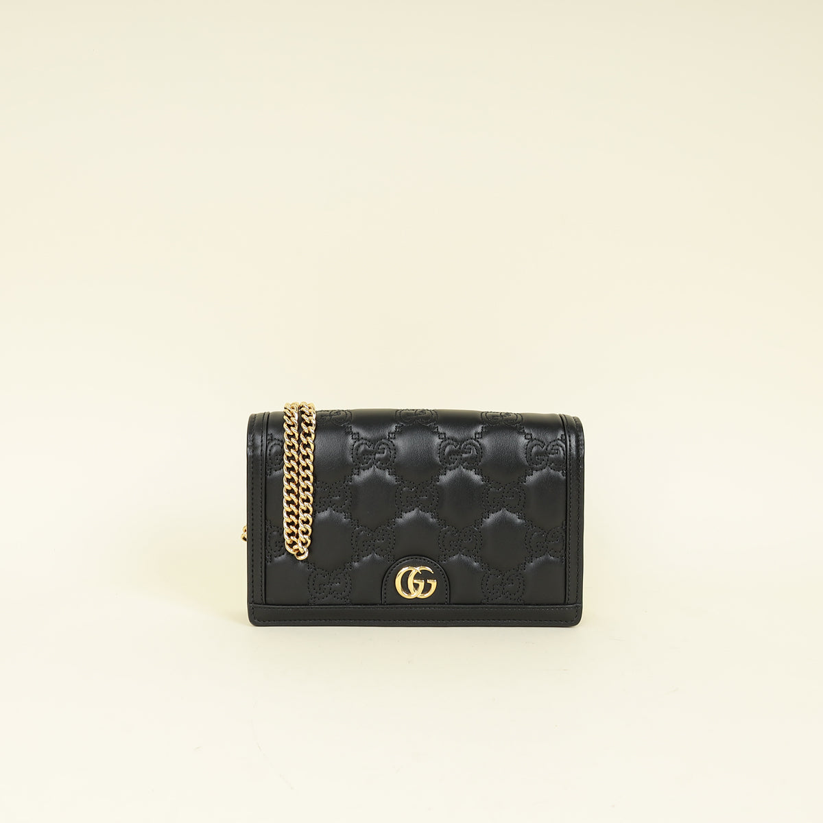 Gucci Black GG Matelasse Chain Wallet