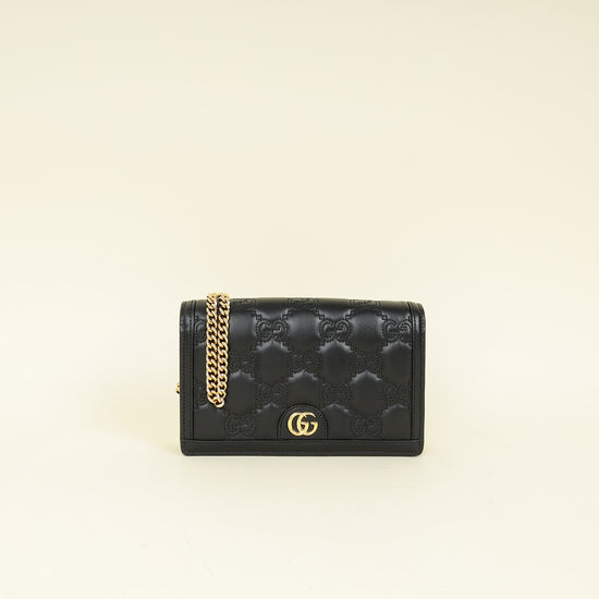 Gucci Black GG Matelasse Chain Wallet