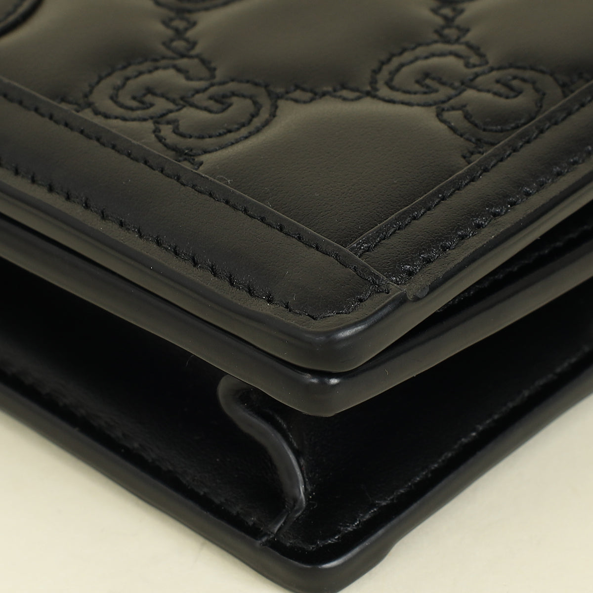 Gucci Black GG Matelasse Chain Wallet