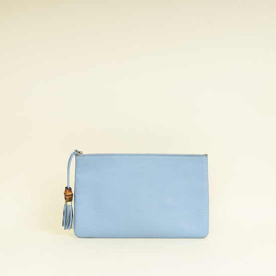 Gucci Light Blue Bamboo Clutch Bag