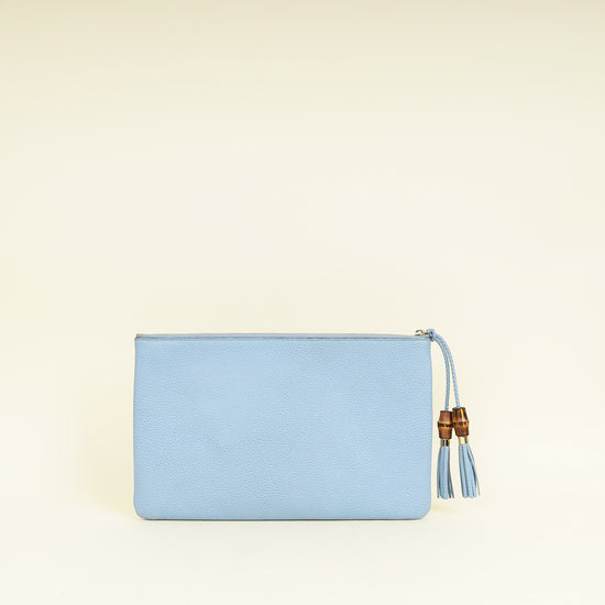 Gucci Light Blue Bamboo Clutch Bag