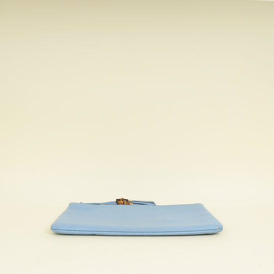 Gucci Light Blue Bamboo Clutch Bag