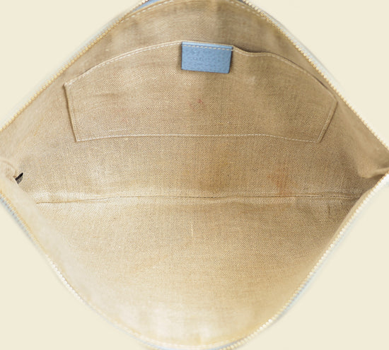Gucci Light Blue Bamboo Clutch Bag