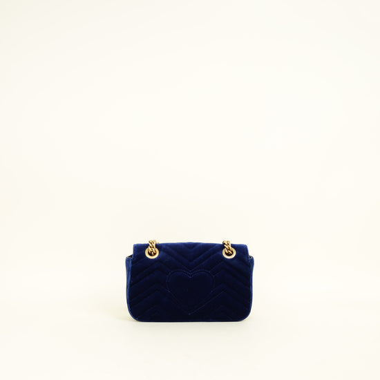Gucci Dark Blue GG Marmont Velvet Small Shoulder Bag