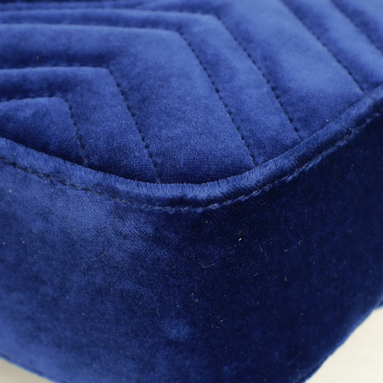 Gucci Dark Blue GG Marmont Velvet Small Shoulder Bag