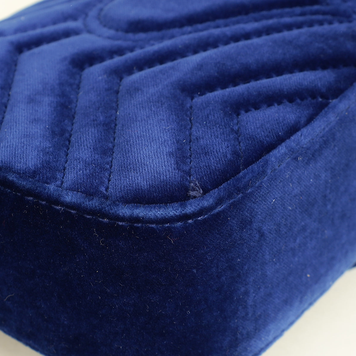 Gucci Dark Blue GG Marmont Velvet Small Shoulder Bag