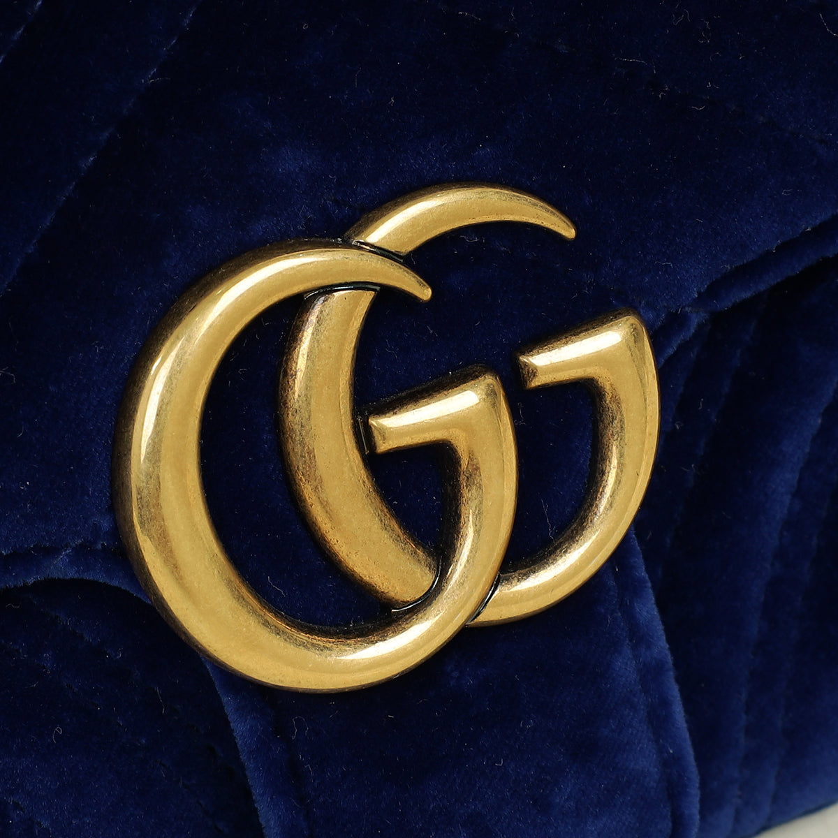 Gucci Dark Blue GG Marmont Velvet Small Shoulder Bag