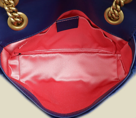 Gucci Dark Blue GG Marmont Velvet Small Shoulder Bag