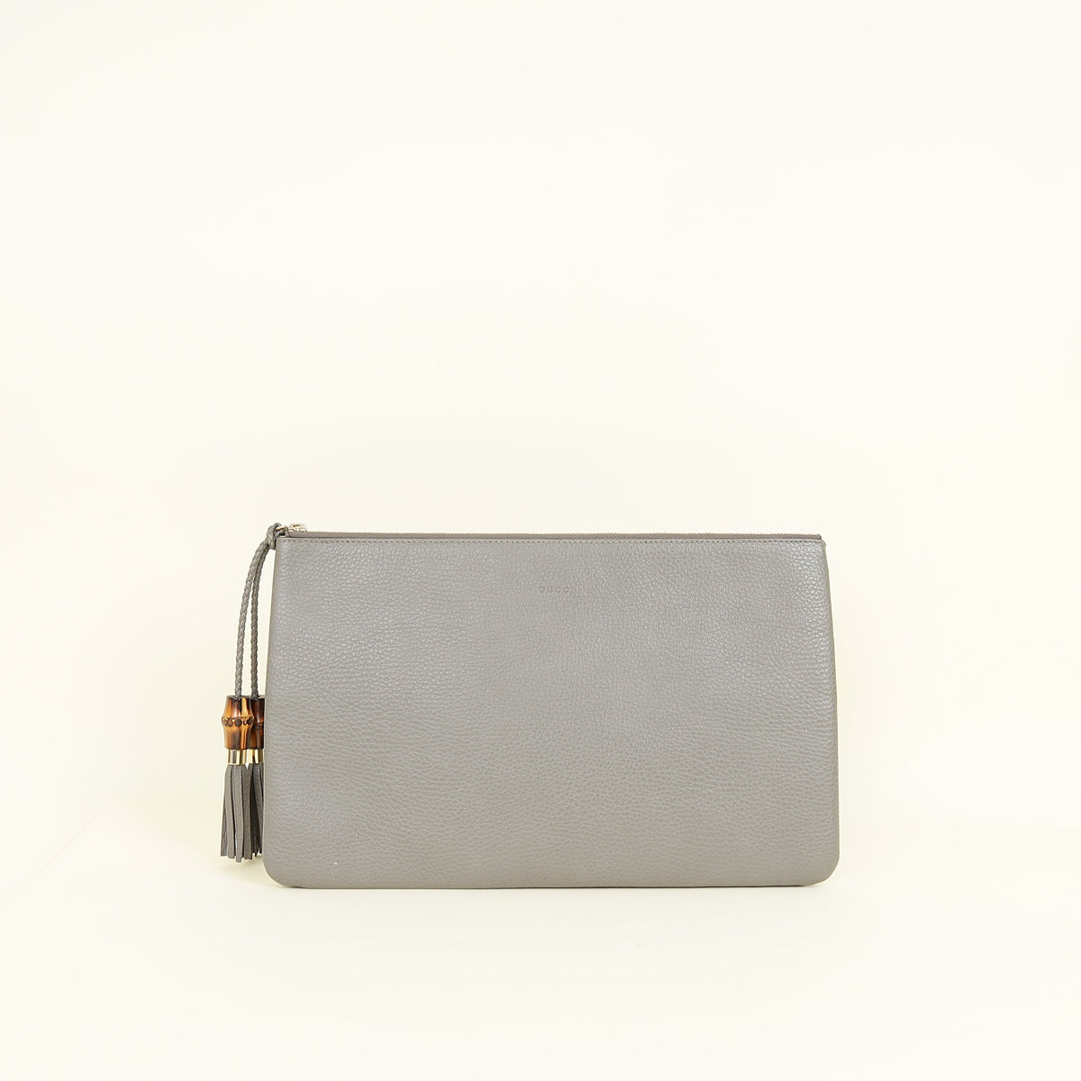 Gucci Grey Bamboo Clutch Bag