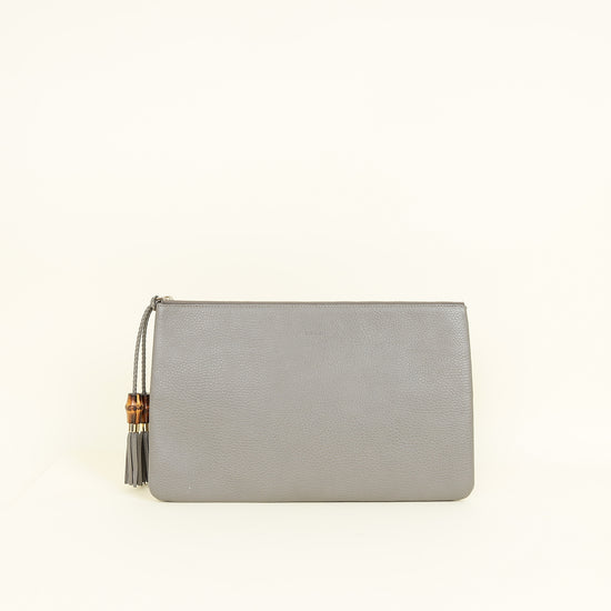 Gucci Grey Bamboo Clutch Bag