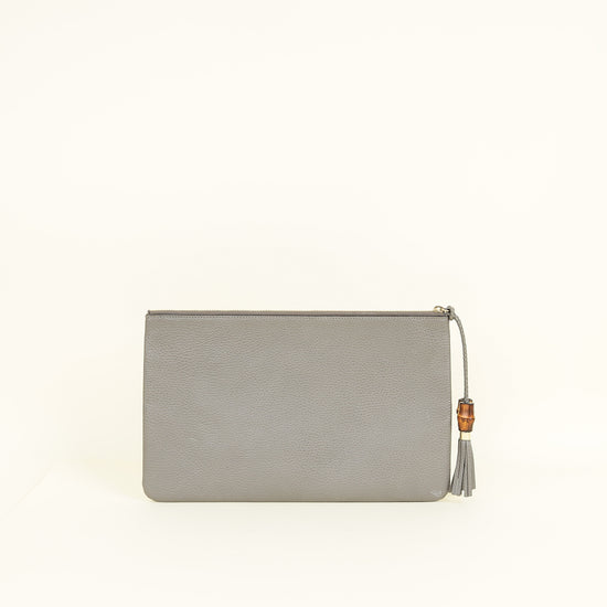 Gucci Grey Bamboo Clutch Bag
