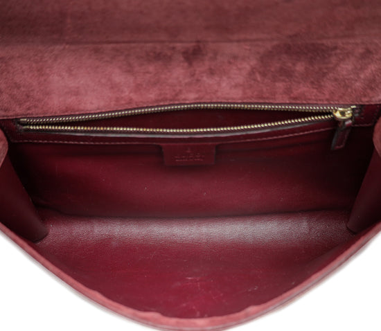 Gucci Burgundy GG Microguccissima Medium Broadway Clutch