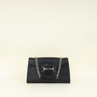 Gucci Black Microguccissima Emily Medium Shoulder Bag