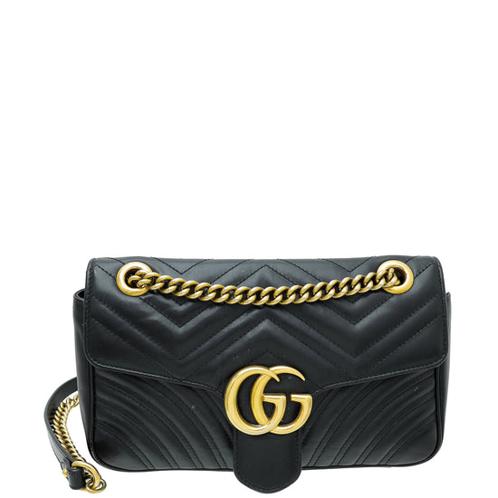 Gucci Black GG Marmont Matelasse Small Shoulder Bag