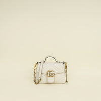 Gucci Ivory White GG Marmont Top Handle Chain Bag