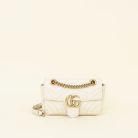 Gucci Cream Ivory GG Marmont Small Shoulder Bag