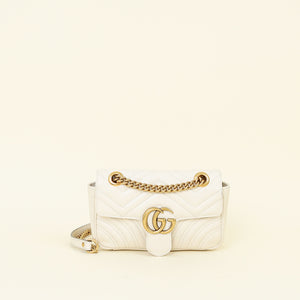 Gucci Cream Ivory GG Marmont Small Shoulder Bag