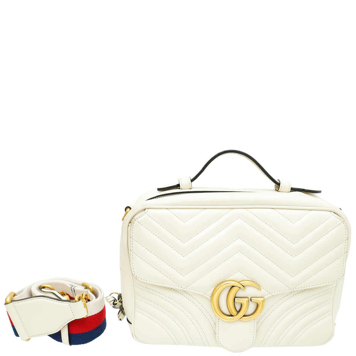 Gucci Off White Sylvie Web GG Marmont Small Shoulder Bag