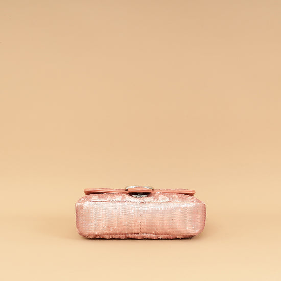 Gucci Pink Sequins GG Marmont Flap Small Shoulder Bag-Gucci-THE CLOSET