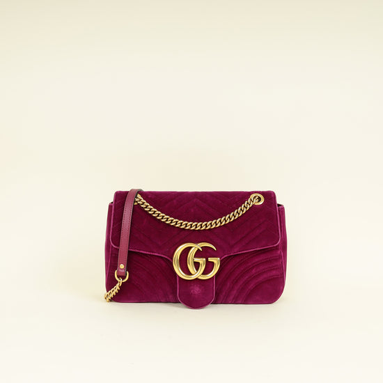 Gucci Violet GG Marmont Velvet Large Shoulder Bag