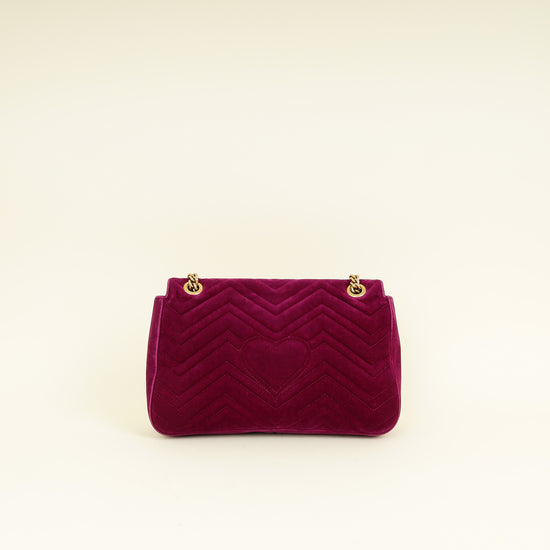 Gucci Violet GG Marmont Velvet Large Shoulder Bag