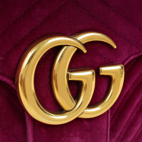 Gucci Violet GG Marmont Velvet Large Shoulder Bag