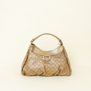 Gucci Metallic Dark Gold Guccissima D Ring Hobo Bag