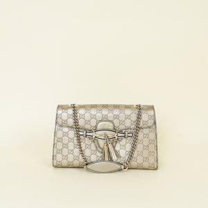 Gucci Metallic Champaigne Guccissima Emily Medium Shoulder Bag