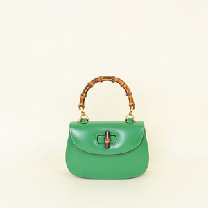 Gucci Green 1947 Bamboo Small Top Handle Bag