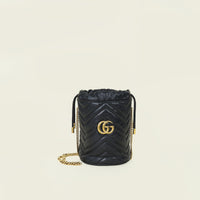 Gucci Black GG Marmont Mini Bucket Bag