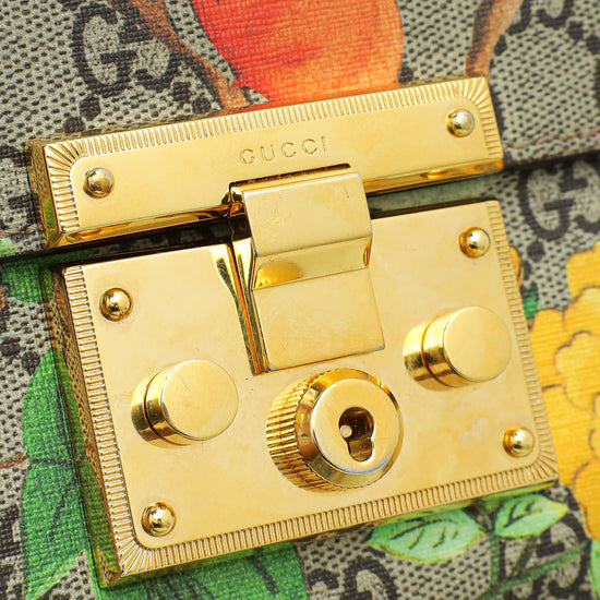 Gucci Multicolor GG Supreme Tian Print Padlock Small Chain Bag