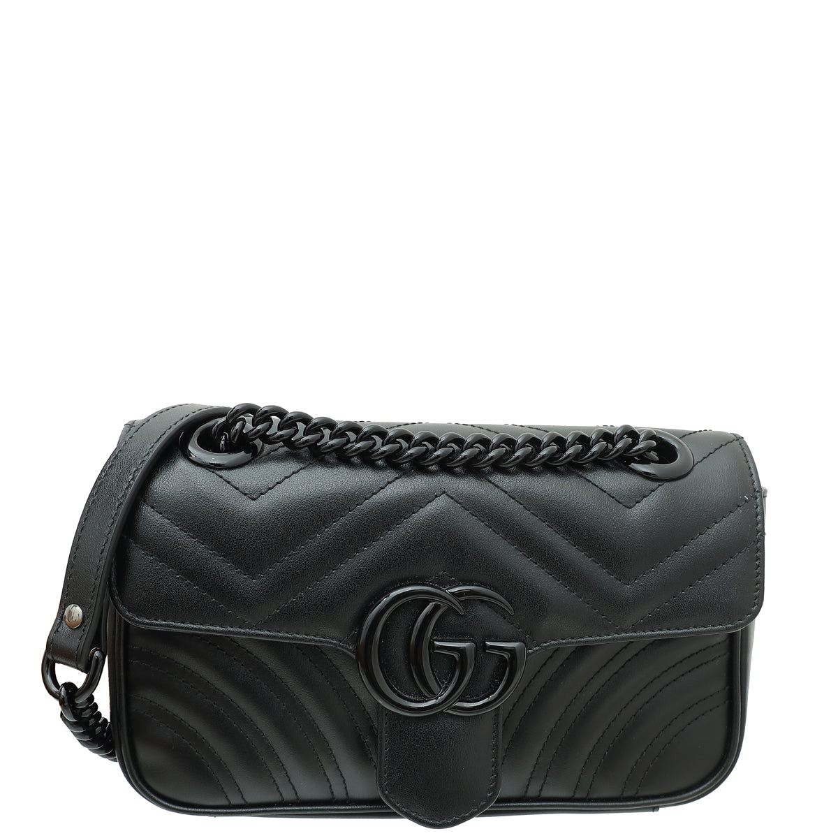 Gucci So Black GG Marmont Mini Shoulder Bag-Gucci-THE CLOSET