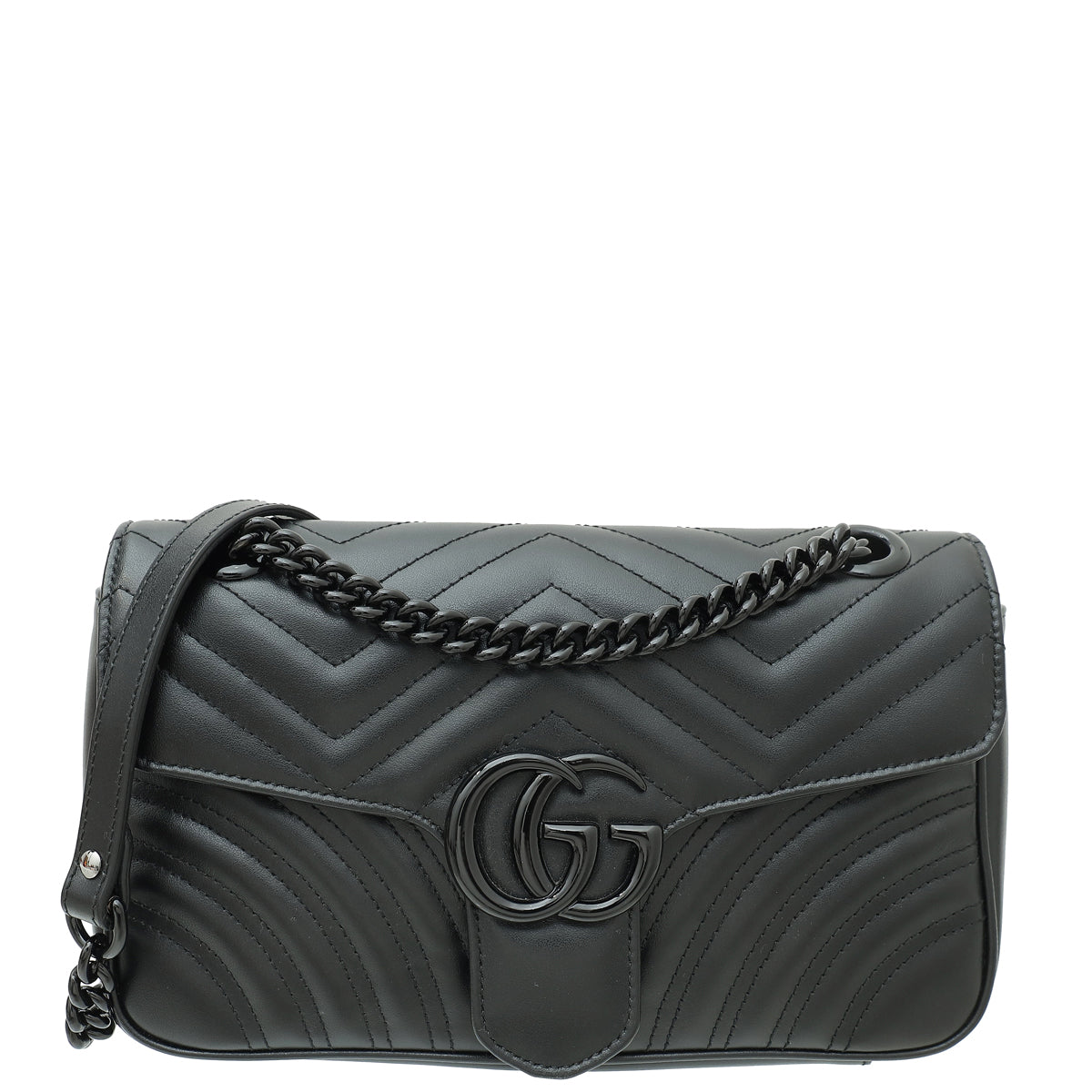Gucci So Black GG Marmont Small Shoulder Bag-Gucci-THE CLOSET