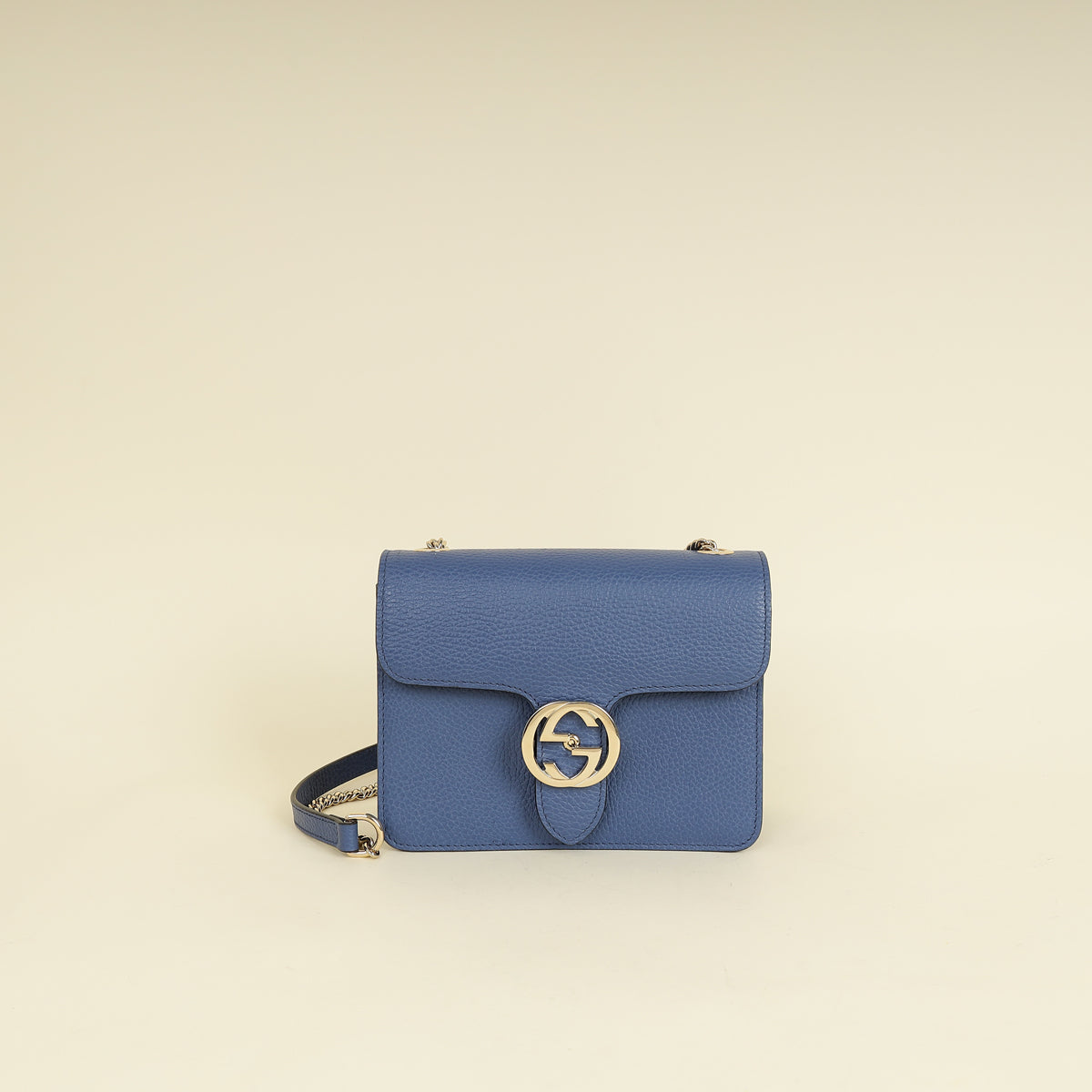 Gucci Blue Interlocking G Flap Small Shoulder Bag-Gucci-THE CLOSET